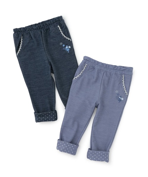 KP(ケーピー)の「デニム風ニットツイル 裾折り返しロングパンツ(その他パンツ・キッズ・ネイビー/ブルー・90cm/100cm/110cm/120cm/130cm/140cm/150cm)」の3枚目の写真