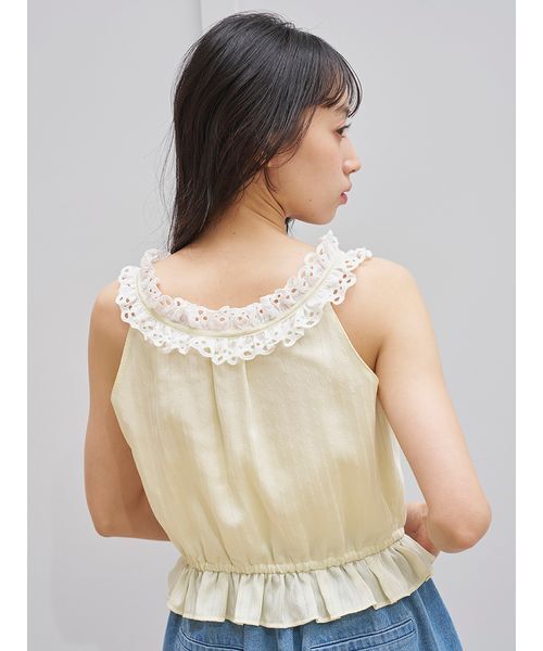 SNIDEL(スナイデル)の「クロップドフリルブラウス(シャツ/ブラウス・レディース・イエロー/ホワイト/ブラック・F)」の8枚目の写真