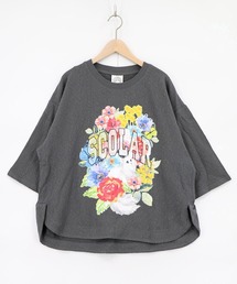 セール】ScoLar(スカラー) 水彩タッチ花蝶プリントTシャツ（Tシャツ