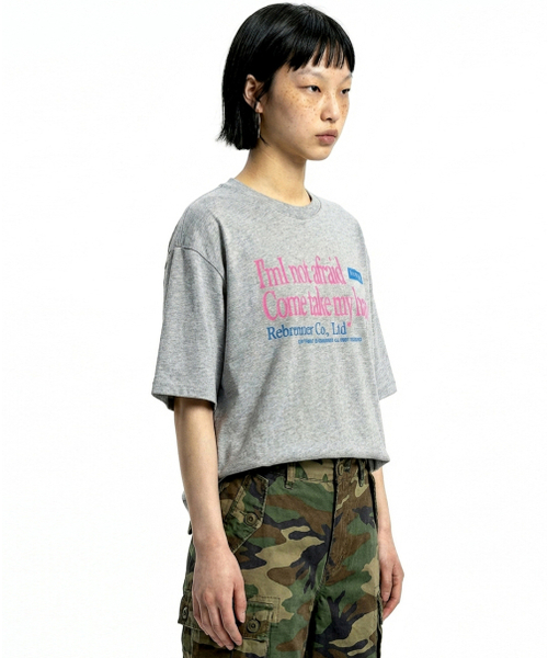 REBRENNER(リブレンナー)の「DTF 20番手 ピンクアフレイドスタンダード 半袖Tシャツ グレー(Tシャツ/カットソー・レディース・グレー・SMALL/MEDIUM/LARGE/X-LARGE/2XL/3XL/4XL)」の2枚目の写真