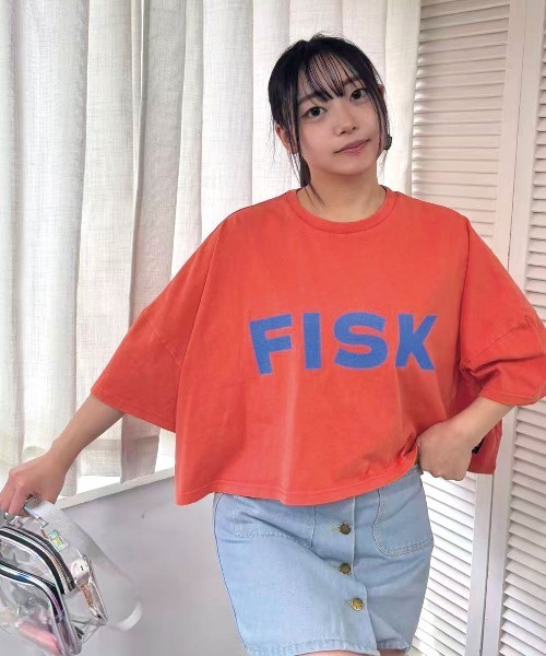 Lots of Love（ロッツオブラブ）の「ピグメントFISKクロップドTシャツ（Tシャツ/カットソー・レディース・ネイビー/ミント/ベージュ/チャコールグレー/オレンジ・FREE）」の5枚目の写真