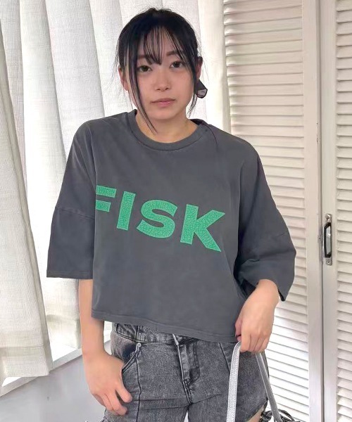 Lots of Love（ロッツオブラブ）の「ピグメントFISKクロップドTシャツ（Tシャツ/カットソー・レディース・ネイビー/ミント/ベージュ/チャコールグレー/オレンジ・FREE）」の13枚目の写真