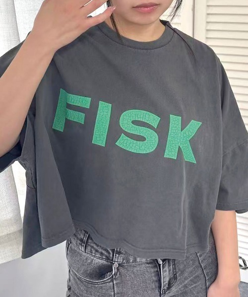 Lots of Love（ロッツオブラブ）の「ピグメントFISKクロップドTシャツ（Tシャツ/カットソー・レディース・ネイビー/ミント/ベージュ/チャコールグレー/オレンジ・FREE）」の12枚目の写真