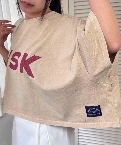 Lots of Love（ロッツオブラブ）の「ピグメントFISKクロップドTシャツ（Tシャツ/カットソー・レディース・ネイビー/ミント/ベージュ/チャコールグレー/オレンジ・FREE）」の9枚目の写真