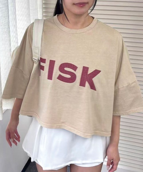 Lots of Love（ロッツオブラブ）の「ピグメントFISKクロップドTシャツ（Tシャツ/カットソー・レディース・ネイビー/ミント/ベージュ/チャコールグレー/オレンジ・FREE）」の7枚目の写真