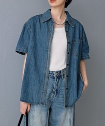 ドルマンスリーブ 半袖デニムシャツ