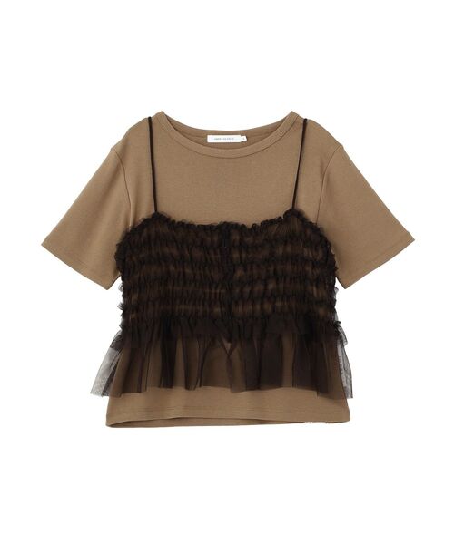 AMERICAN HOLIC(アメリカンホリック)の「【2点セット】半袖Tシャツ+チュールビスチェ(Tシャツ/カットソー・レディース・チャコールグレー/オフホワイト/モカ・L/M)」の21枚目の写真