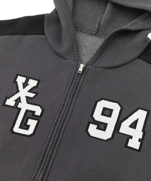 X-girl(エックスガール)の「NUMBER AND LOGO JACQUARD ZIP UP KNIT TOP(ニット/セーター・レディース・ネイビー/ブラック・ONE SIZE)」の6枚目の写真