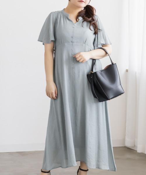 CLETTE(クレット)の「CLETTEオリジナルキーネックフレアワンピース(ワンピース・レディース・ブラック/ブルー/グリーン・4L/3L/LL)」の3枚目の写真