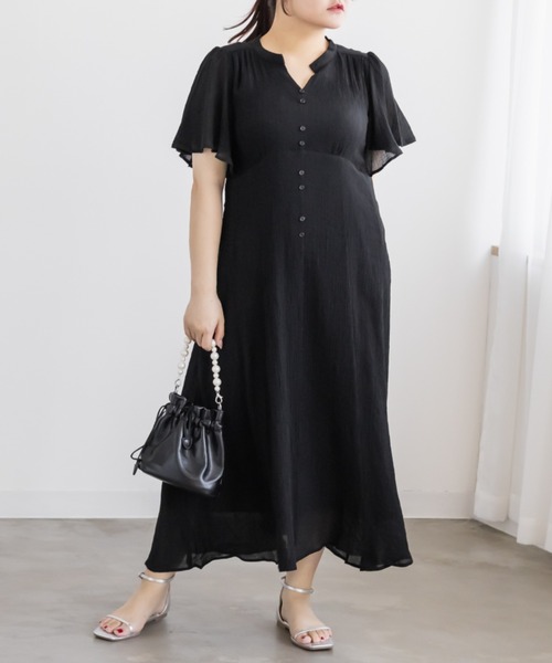CLETTE(クレット)の「CLETTEオリジナルキーネックフレアワンピース(ワンピース・レディース・ブラック/ブルー/グリーン・4L/3L/LL)」の6枚目の写真