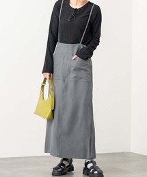 細ストラップ サロペットスカート|きれいめ Iライン ハリ感 スッキリ 上品 大人カジュアル 大人サロペット