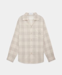 【marka/MARKAWARE】オーガニックコットン強撚チェックローン / オープンカラーL/Sシャツ