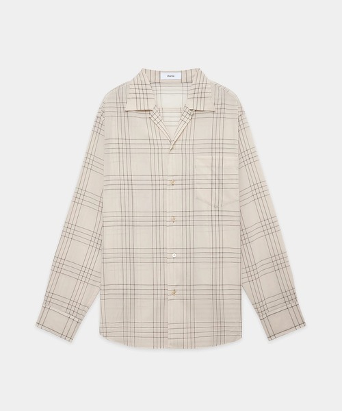 markaware(マーカウェア)の「【marka/MARKAWARE】オーガニックコットン強撚チェックローン / オープンカラーL/Sシャツ(シャツ/ブラウス・メンズ・セージグリーン/ナチュラル・1/2)」の2枚目の写真