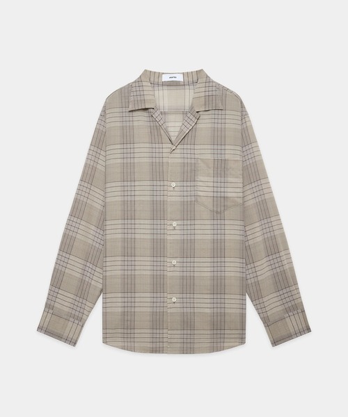 markaware(マーカウェア)の「【marka/MARKAWARE】オーガニックコットン強撚チェックローン / オープンカラーL/Sシャツ(シャツ/ブラウス・メンズ・セージグリーン/ナチュラル・1/2)」の1枚目の写真