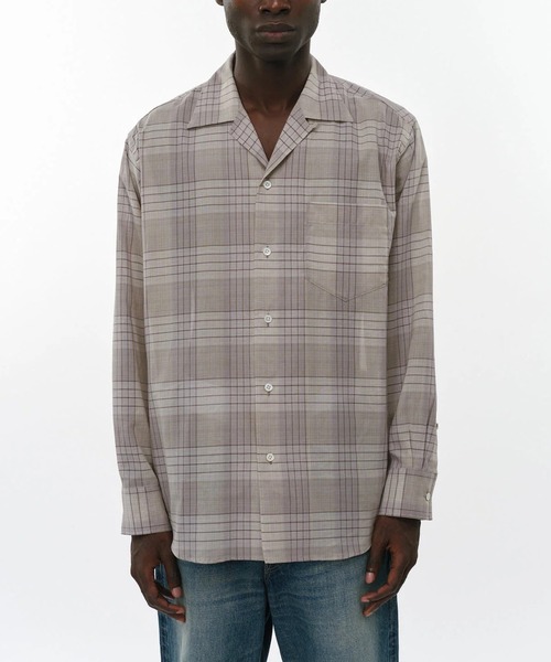 markaware(マーカウェア)の「【marka/MARKAWARE】オーガニックコットン強撚チェックローン / オープンカラーL/Sシャツ(シャツ/ブラウス・メンズ・セージグリーン/ナチュラル・1/2)」の3枚目の写真