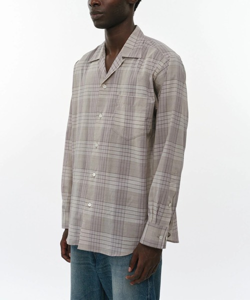 markaware(マーカウェア)の「【marka/MARKAWARE】オーガニックコットン強撚チェックローン / オープンカラーL/Sシャツ(シャツ/ブラウス・メンズ・セージグリーン/ナチュラル・1/2)」の4枚目の写真