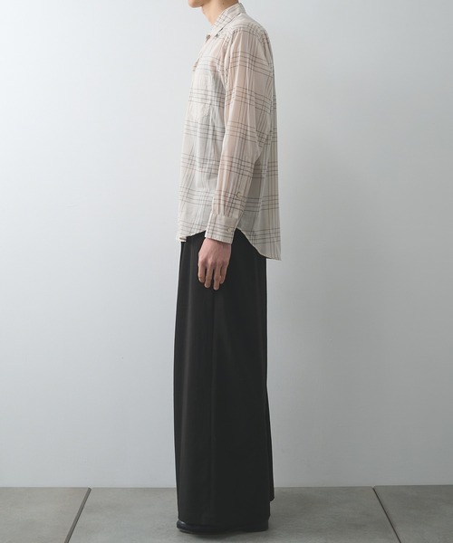 markaware(マーカウェア)の「【marka/MARKAWARE】オーガニックコットン強撚チェックローン / オープンカラーL/Sシャツ(シャツ/ブラウス・メンズ・セージグリーン/ナチュラル・1/2)」の6枚目の写真