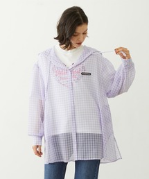 SHEER PLAID HOODED TOP