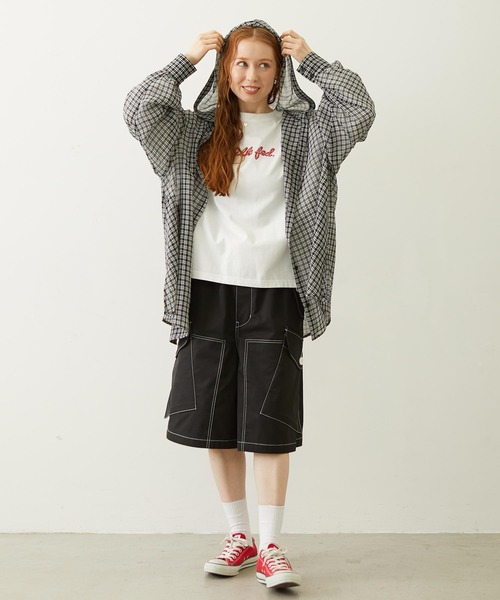 MILKFED.(ミルクフェド)の「SHEER PLAID HOODED TOP(シャツ/ブラウス・レディース・パープル/ブラック/ピンク・ONE SIZE)」の7枚目の写真