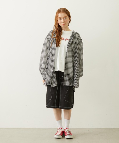 MILKFED.(ミルクフェド)の「SHEER PLAID HOODED TOP(シャツ/ブラウス・レディース・パープル/ブラック/ピンク・ONE SIZE)」の10枚目の写真