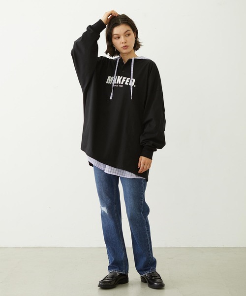 MILKFED.(ミルクフェド)の「SHEER PLAID HOODED TOP(シャツ/ブラウス・レディース・パープル/ブラック/ピンク・ONE SIZE)」の18枚目の写真