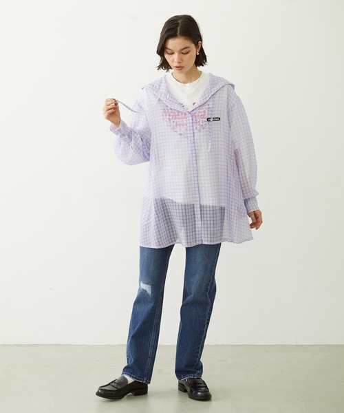 MILKFED.(ミルクフェド)の「SHEER PLAID HOODED TOP(シャツ/ブラウス・レディース・パープル/ブラック/ピンク・ONE SIZE)」の14枚目の写真
