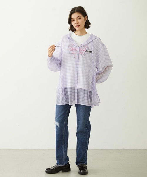 MILKFED.(ミルクフェド)の「SHEER PLAID HOODED TOP(シャツ/ブラウス・レディース・パープル/ブラック/ピンク・ONE SIZE)」の16枚目の写真