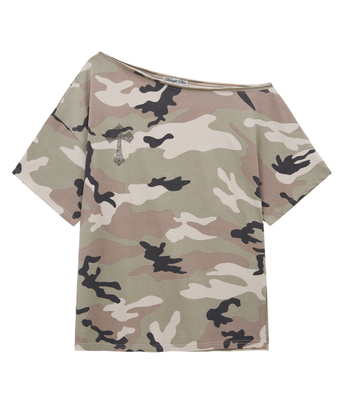 Midnight Move（ミッドナイトムーブ）の「cb cross t (pink camo)（Tシャツ/カットソー・レディース・その他・FREE）」の2枚目の写真