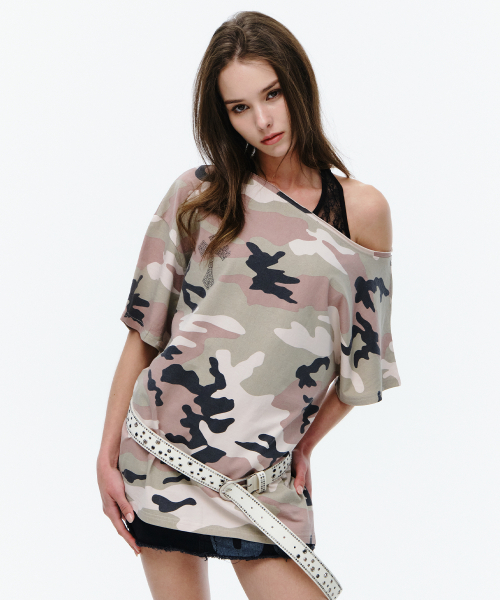 Midnight Move（ミッドナイトムーブ）の「cb cross t (pink camo)（Tシャツ/カットソー・レディース・その他・FREE）」の4枚目の写真