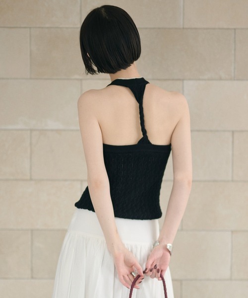 LAULEN(ローレン)の「back twist knit camisole /バックツイストニットキャミソール(キャミソール・レディース・グレー/アイボリー/ブラック・FREE)」の3枚目の写真