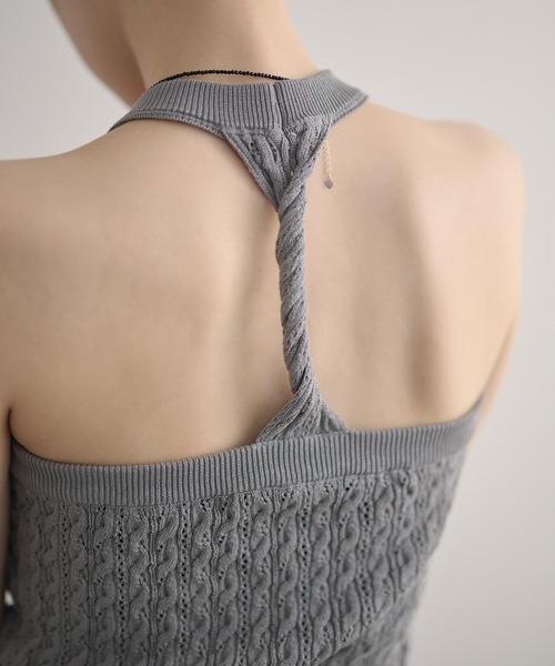 LAULEN(ローレン)の「back twist knit camisole /バックツイストニットキャミソール(キャミソール・レディース・グレー/アイボリー/ブラック・FREE)」の10枚目の写真