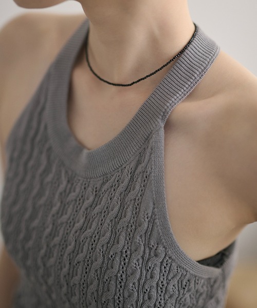 LAULEN(ローレン)の「back twist knit camisole /バックツイストニットキャミソール(キャミソール・レディース・グレー/アイボリー/ブラック・FREE)」の12枚目の写真
