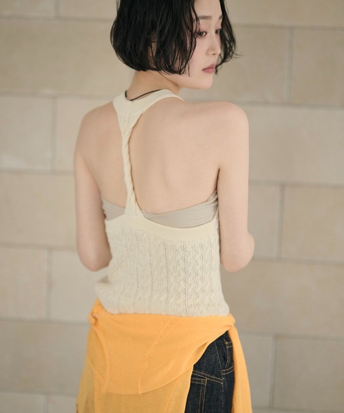 LAULEN(ローレン)の「back twist knit camisole /バックツイストニットキャミソール(キャミソール・レディース・グレー/アイボリー/ブラック・FREE)」の14枚目の写真