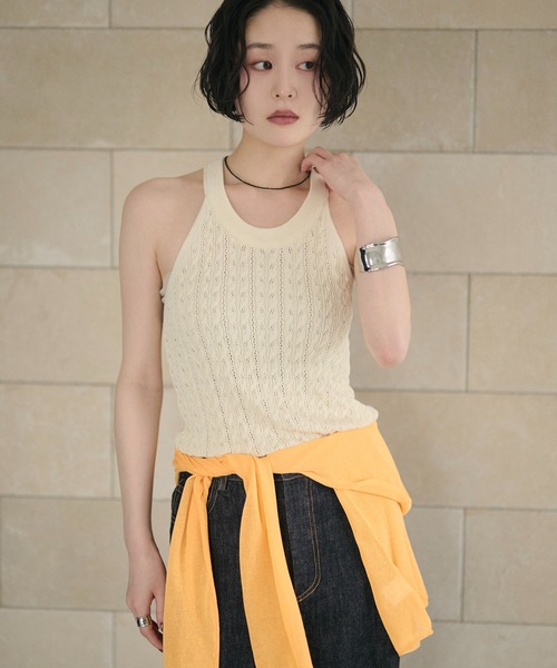 LAULEN(ローレン)の「back twist knit camisole /バックツイストニットキャミソール(キャミソール・レディース・グレー/アイボリー/ブラック・FREE)」の16枚目の写真