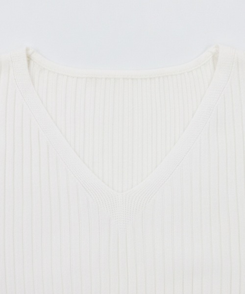 coca（coca）（コカ）の「Vネックリブニットトップス（ニット/セーター・レディース・ライトブルー/ホワイト・S/M/L）」の16枚目の写真