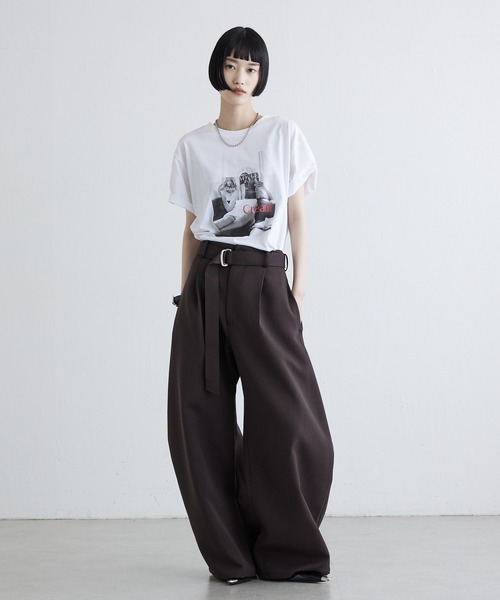 Lui's(ルイス)の「シルケットフォトTシャツ(Tシャツ/カットソー・レディース・ブラック/チャコールグレー/オフホワイト・FREE)」の22枚目の写真