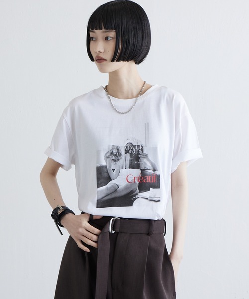Lui's(ルイス)の「シルケットフォトTシャツ(Tシャツ/カットソー・レディース・ブラック/チャコールグレー/オフホワイト・FREE)」の17枚目の写真
