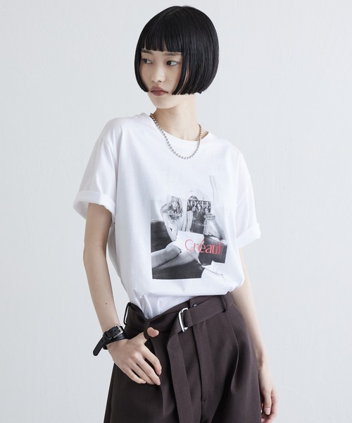 Lui's(ルイス)の「シルケットフォトTシャツ(Tシャツ/カットソー・レディース・ブラック/チャコールグレー/オフホワイト・FREE)」の18枚目の写真