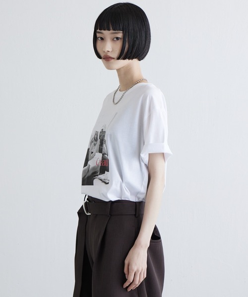 Lui's(ルイス)の「シルケットフォトTシャツ(Tシャツ/カットソー・レディース・ブラック/チャコールグレー/オフホワイト・FREE)」の19枚目の写真
