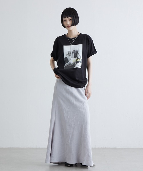Lui's(ルイス)の「シルケットフォトTシャツ(Tシャツ/カットソー・レディース・ブラック/チャコールグレー/オフホワイト・FREE)」の11枚目の写真
