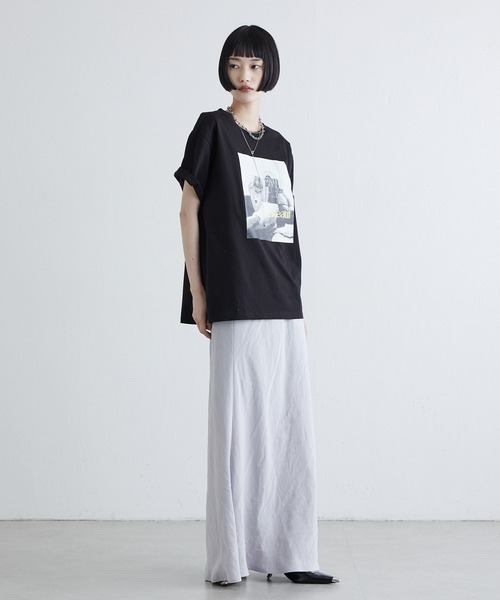 Lui's(ルイス)の「シルケットフォトTシャツ(Tシャツ/カットソー・レディース・ブラック/チャコールグレー/オフホワイト・FREE)」の12枚目の写真