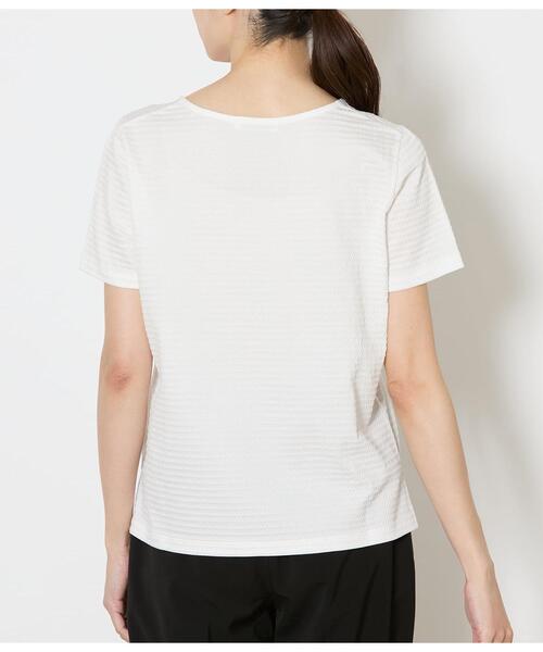 NEWYORKER（ニューヨーカー）の「【吸水速乾】格子サッカーTシャツ（Tシャツ/カットソー・レディース・ライトグレー/ホワイト/サックスブルー・MEDIUM/LARGE）」の5枚目の写真