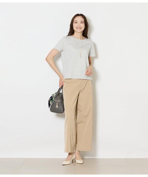 NEWYORKER（ニューヨーカー）の「【吸水速乾】格子サッカーTシャツ（Tシャツ/カットソー・レディース・ライトグレー/ホワイト/サックスブルー・MEDIUM/LARGE）」の12枚目の写真