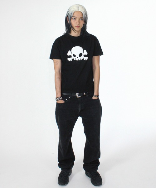 KEYMISERY(キーミザリー)の「A'GEM/9 × .kom 『KEYMISERY/キーミザリー』Skull Cross Key's Crop T-Shirt/スカルクロップTシャツ(Tシャツ/カットソー・メンズ・ホワイト/ブラック・S)」の5枚目の写真