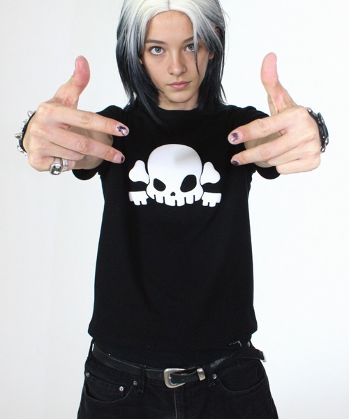 KEYMISERY(キーミザリー)の「A'GEM/9 × .kom 『KEYMISERY/キーミザリー』Skull Cross Key's Crop T-Shirt/スカルクロップTシャツ(Tシャツ/カットソー・メンズ・ホワイト/ブラック・S)」の22枚目の写真
