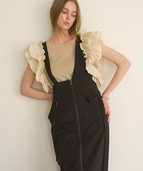 MIELI INVARIANT(ミエリインヴァリアント)の「Zip Pencil Asymmetry Dress(ワンピース・レディース・グレー系その他/ブラック・FREE)」の11枚目の写真