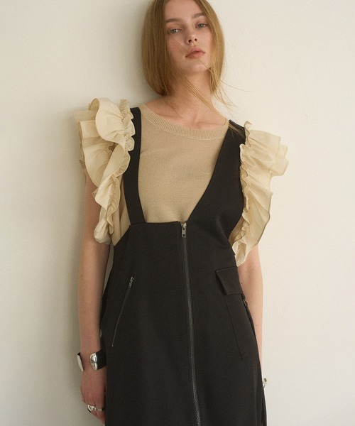 MIELI INVARIANT(ミエリインヴァリアント)の「Zip Pencil Asymmetry Dress(ワンピース・レディース・グレー系その他/ブラック・FREE)」の12枚目の写真