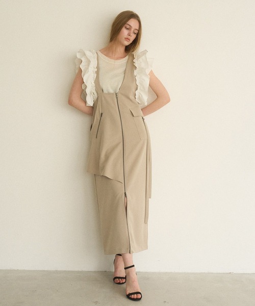 MIELI INVARIANT(ミエリインヴァリアント)の「Zip Pencil Asymmetry Dress(ワンピース・レディース・グレー系その他/ブラック・FREE)」の18枚目の写真