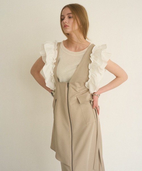 MIELI INVARIANT(ミエリインヴァリアント)の「Zip Pencil Asymmetry Dress(ワンピース・レディース・グレー系その他/ブラック・FREE)」の10枚目の写真