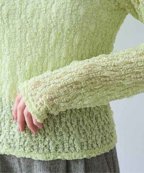 yuni(ユニ )の「flower shirring lace high neck pullover(Tシャツ/カットソー・レディース・イエロー/ホワイト/ブラック・FREE)」の14枚目の写真